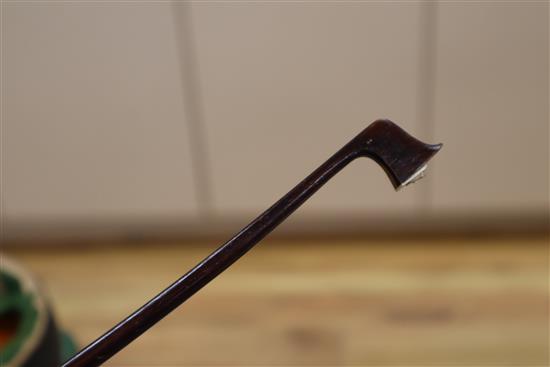 A German three-quarter size violin and bow, cased